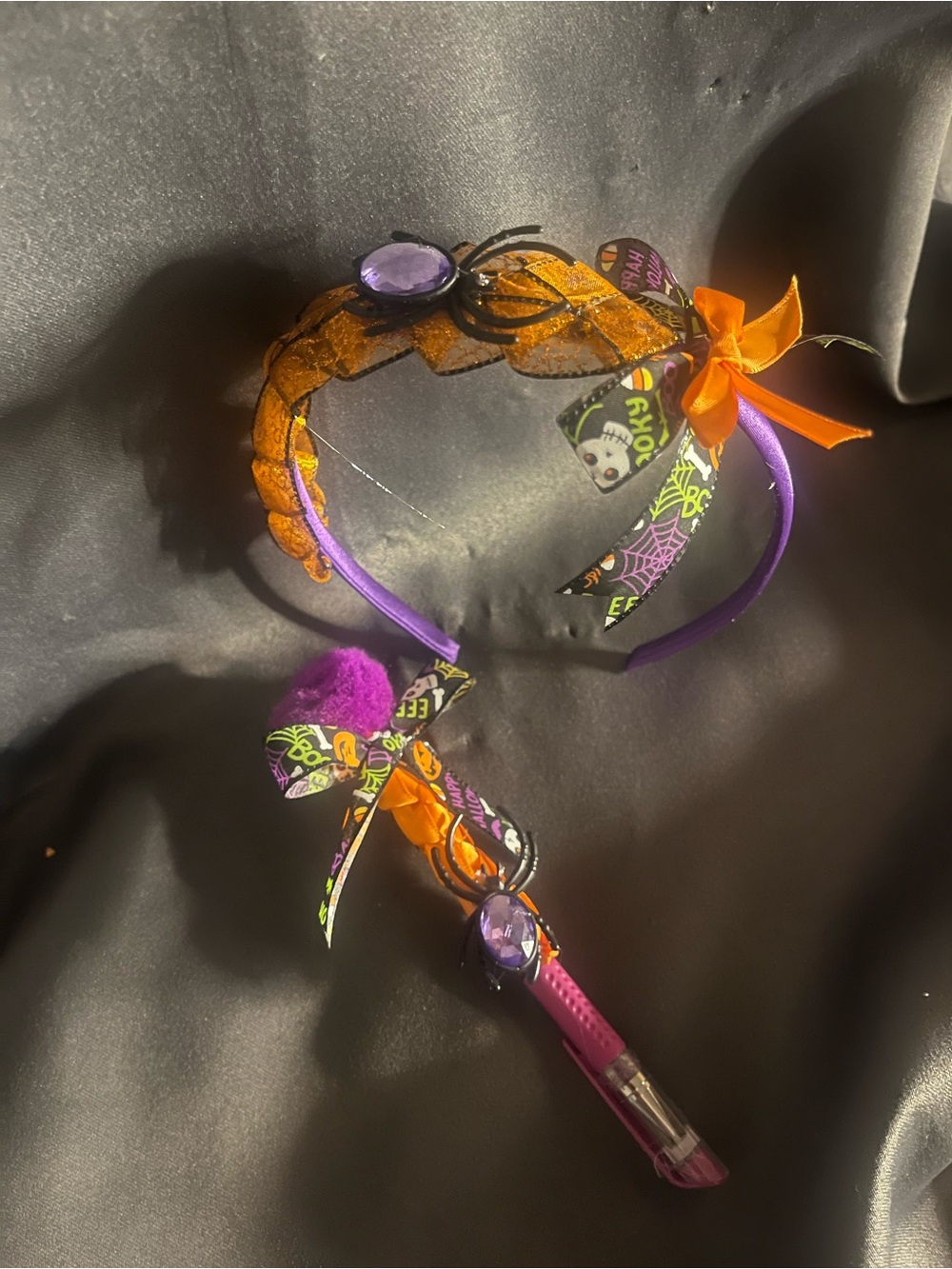 Handmade Halloween Orange & Purple Decorative Headband - Festive Hair Accessory